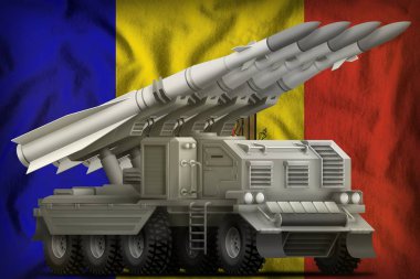 Moldova bayrağı arka üzerinde taktik kısa menzilli balistik füze. 3D çizim