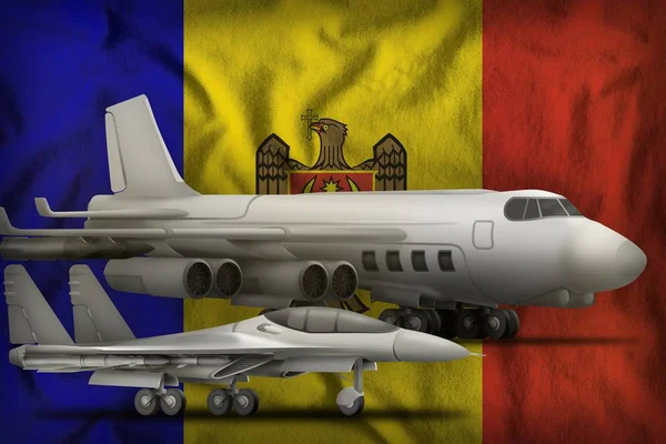 Luftstreitkräfte Auf Dem Hintergrund Der Moldawischen Flagge Moldawien Luftstreitkräfte Konzept — Stockfoto
