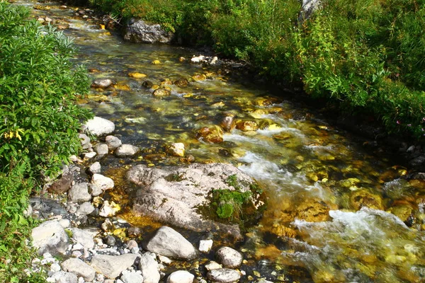 Foto Natureza Rio Montanha Água Nascente Riacho Pedregoso Fantástico Norte — Fotografia de Stock