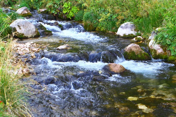 山泉水山河和北高加索地区美妙的岩溪 山自然景观照片 — 图库照片