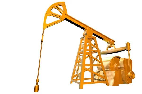 Isolierte Goldene Ölquelle Auf Weißem Hintergrund Illustration Industrielle Illustration — Stockfoto