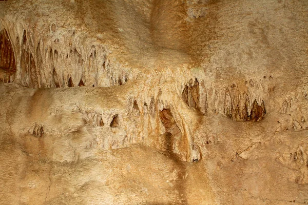 Doğal Doku Görüntü Fantastik Doğal Mağara Işık Kahverengi Duvarları Sarkıt — Stok fotoğraf