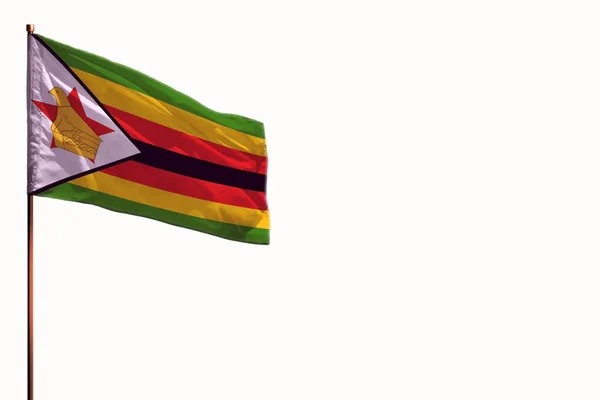 Sventolando Bandiera Zimbabwe Isolato Mockup Con Posto Vostro Testo Sfondo — Foto Stock