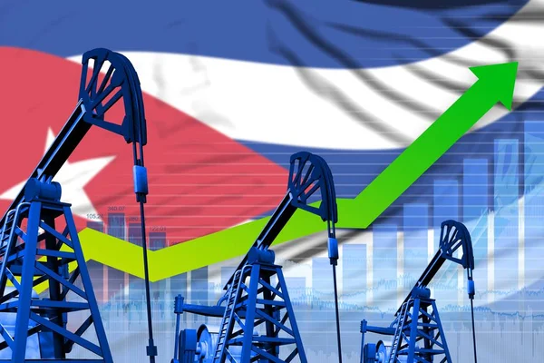 Куба Нафти Промисловості Концепції Промислових Ілюстрація Вирощування Графік Фоні Прапор — стокове фото