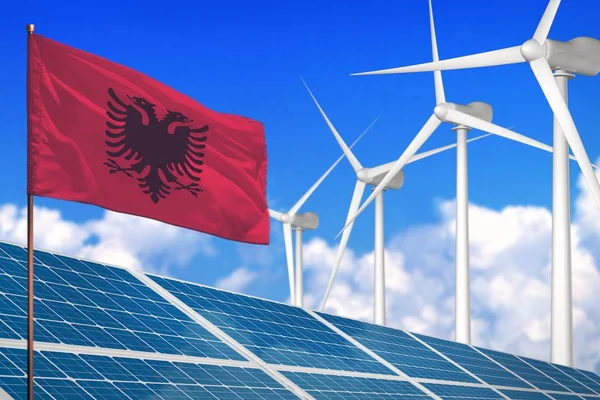 Albania Solar Wind Energy Renewable Energy Concept Windmills Renewable Energy — Stock Photo, Image