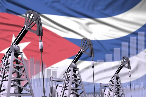 Cuba Indústria Petrolífera Petrolífera Conceito Ilustração Industrial Sobre Fundo Bandeira — Fotografia de Stock