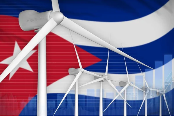 Cuba Énergie Éolienne Concept Graphique Numérique Énergie Renouvelable Illustration Industrielle — Photo