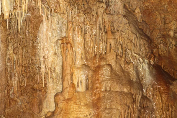 Foto Textura Natural Caverna Muito Natural Com Paredes Gengibre Formações — Fotografia de Stock