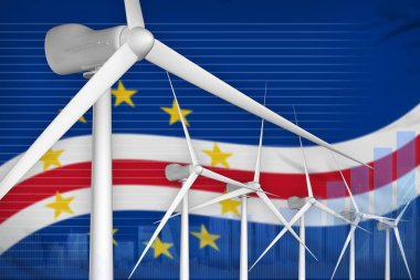 Cabo Verde Rüzgar enerji güç dijital grafik kavramı - Çevre Enerji sanayi illüstrasyon. 3D çizim