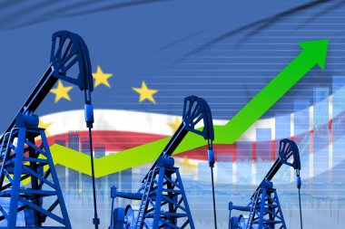 Cabo Verde Yağ Sanayi kavramı, endüstriyel illüstrasyon - grafik Cabo Verde bayrağı arka üzerinde büyüyen. 3D çizim