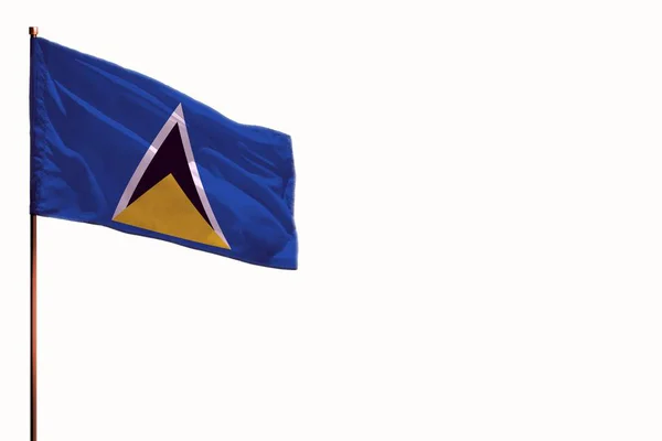 Saint Lucia Vlag Wapperen Geïsoleerd Mockup Met Plek Voor Tekst — Stockfoto