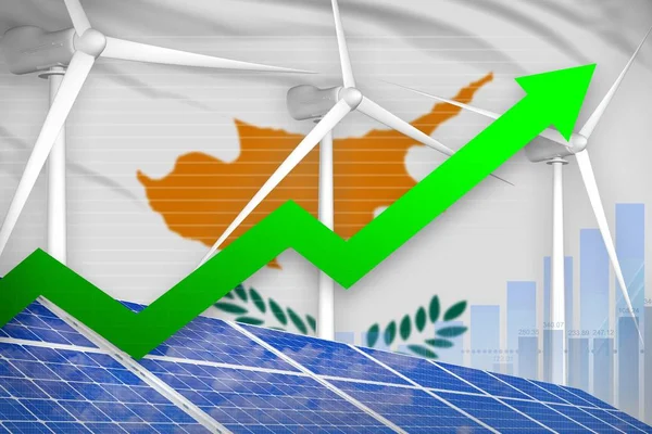 Cipro Solare Eolico Grafico Aumento Freccia Verso Alto Moderna Energia — Foto Stock