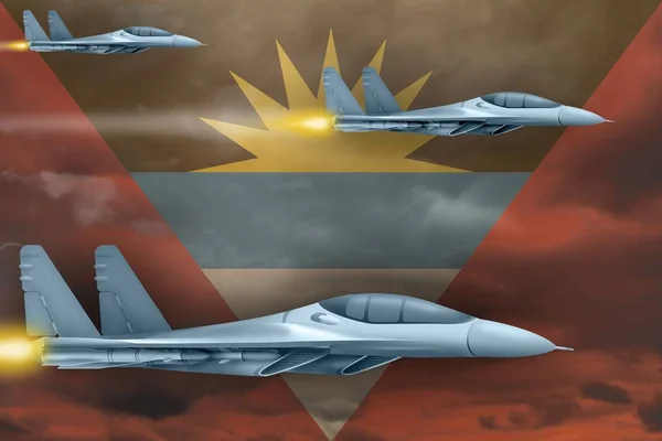 Antigua Barbuda Concepto Ataque Aéreo Aviones Guerra Modernos Atacan Antigua — Foto de Stock