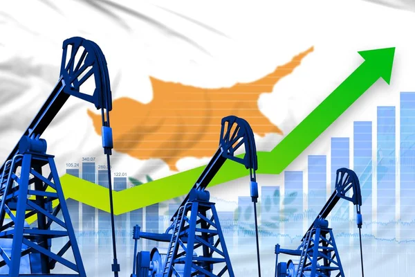 Chipre Indústria Petrolífera Ilustração Industrial Gráfico Crescente Sobre Chipre Bandeira — Fotografia de Stock