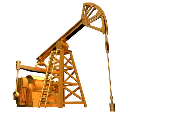 工业插图 查出的金油井在白色背景 — 图库照片