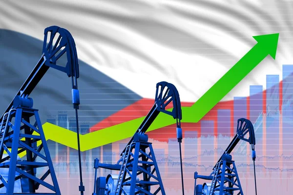 Concepto Industria Petrolera Chequia Ilustración Industrial Gráfico Creciente Fondo Bandera — Foto de Stock