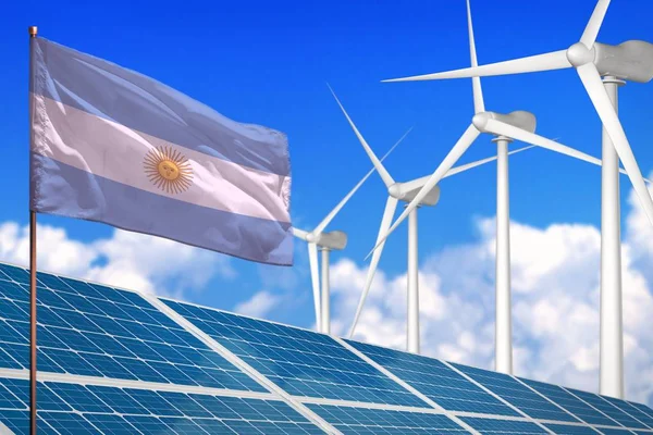 Arjantin Güneş Rüzgar Enerjisi Yenilenebilir Enerji Kavramı Yel Değirmenleri Yenilenebilir — Stok fotoğraf