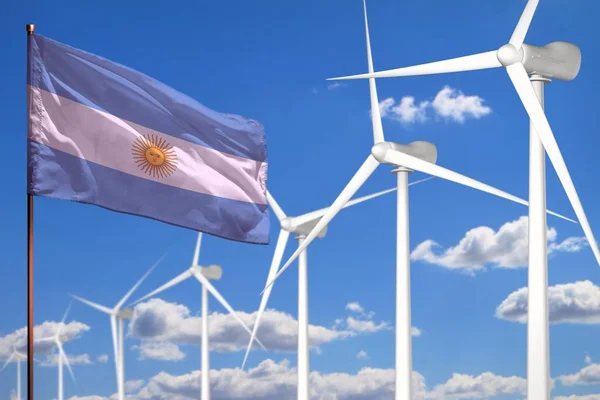 Arjantin Alternatif Enerji Rüzgar Enerji Sanayi Kavramı Yel Değirmenleri Bayrak — Stok fotoğraf