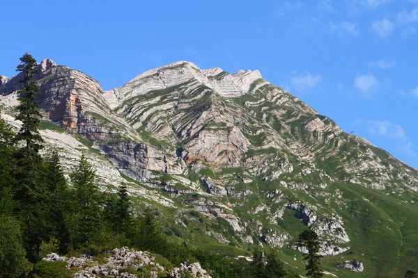 Zboczu Góry Znakomity Błękitnego Nieba Naturalny Krajobraz Fotografia — Zdjęcie stockowe