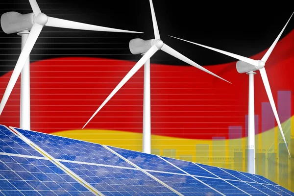 Germany solar and wind energy digital graph concept  - modern energy industrial illustration. 3D Illustration