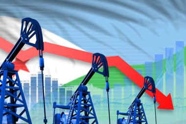 Cibuti petrol sanayi kavramı, endüstriyel illüstrasyon - düşürücü, düşen grafik Cibuti bayrağı arka üzerinde. 3D çizim