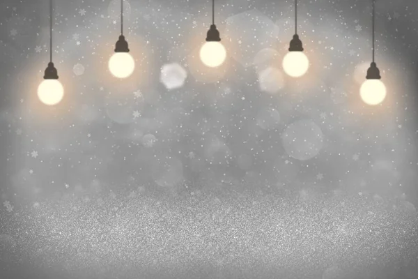 Słodkie Musujące Abstrakcyjne Tło Błyszczące Światła Żarówkami Spadające Płatki Śniegu — Zdjęcie stockowe