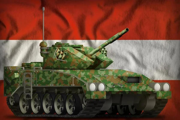Lehký Tank Apc Letní Kamufláž Pozadí Vlajka Rakouska Obrázek — Stock fotografie