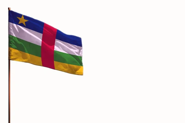 Centraal Afrikaanse Republiek Vlag Wapperen Geïsoleerd Mockup Met Plek Voor — Stockfoto