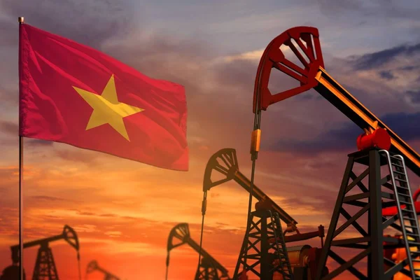 Vietnam Industria Petrolera Concepto Ilustración Industrial Bandera Vietnam Pozos Petróleo — Foto de Stock