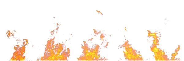 真正的火焰在白色背景下被隔离 5火焰样机 — 图库照片
