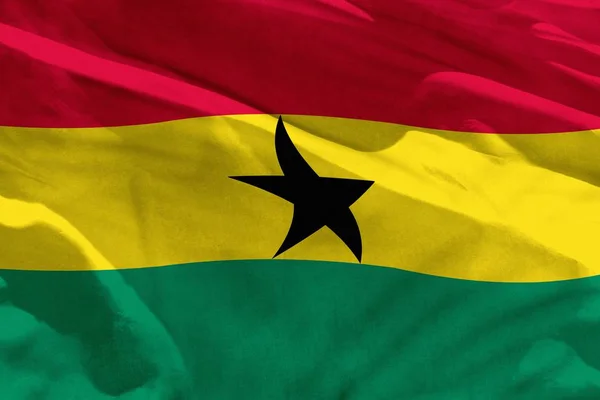 Flatternde Ghanafahne Zur Verwendung Als Textur Oder Hintergrund Die Fahne — Stockfoto