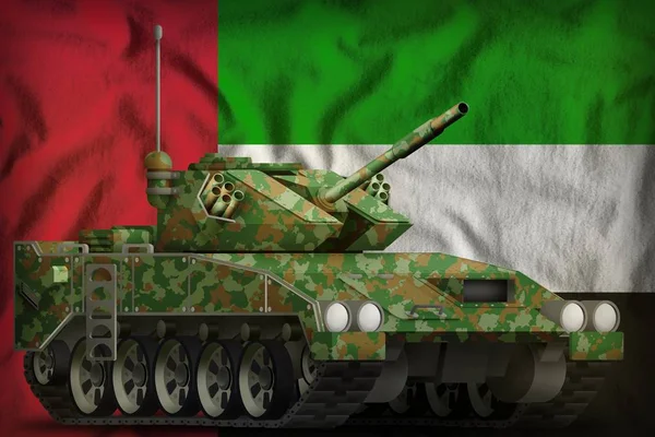 Könnyű Harckocsi Apc Nyári Álcázás Egyesült Arab Emírségek Zászló Háttér — Stock Fotó
