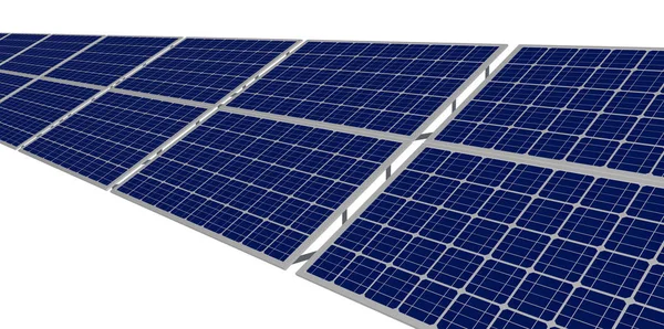 Muchos Paneles Solares Aislados Sobre Fondo Blanco Ilustración Industrial Ilustración — Foto de Stock