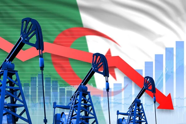 Algerien Ölindustrie Konzept Industrielle Illustration Senkung Fallende Grafik Auf Algerischem — Stockfoto