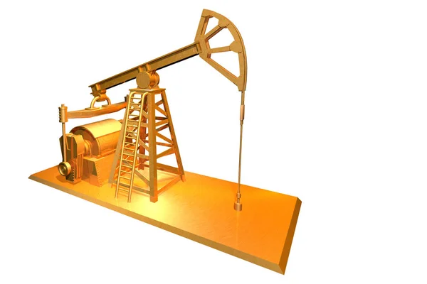 Industrial Illustration Isolated Gold Oil Well White Background Illustration — Stock Photo, Image