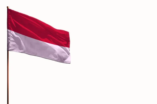 Fluttering Indonesia Flag Isolated Mockup Place Your Text White Background — Stock Photo, Image