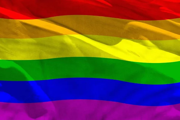 Fluttering Gay Pride Flag Using Texture Background Flag Waving Wind — Stock Photo, Image