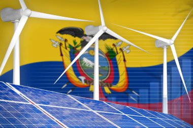 Ekvador güneş ve rüzgar enerji dijital grafik kavramı - Alternatif Enerji sanayi illüstrasyon. 3D çizim