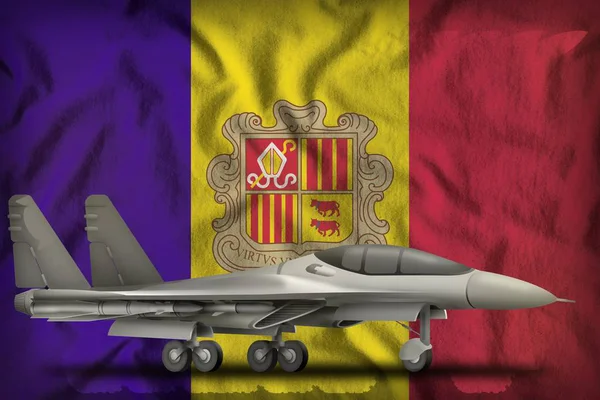 戦闘機 インターセプター アンドラの旗の背景に イラストレーション — ストック写真