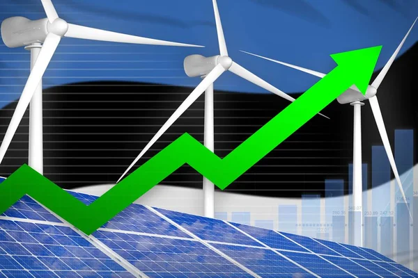 爱沙尼亚太阳能和风能上升图 箭头向上 绿色能源工业插图 — 图库照片