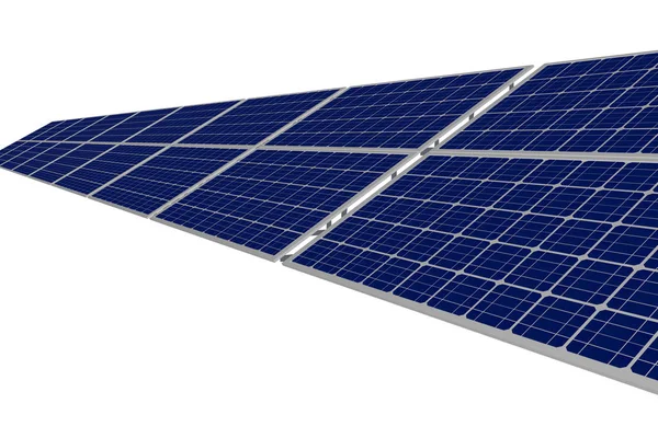 许多被隔绝的太阳能电池板在白色背景 工业例证 — 图库照片