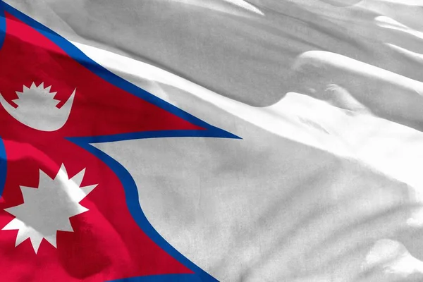 Развевающийся Флаг Непала Использования Качестве Текстуры Фона Флаг Развевается Ветру — стоковое фото