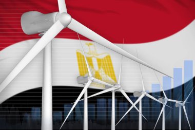Mısır Rüzgar enerji güç dijital grafik kavramı - modern Enerji sanayi illüstrasyon. 3D çizim