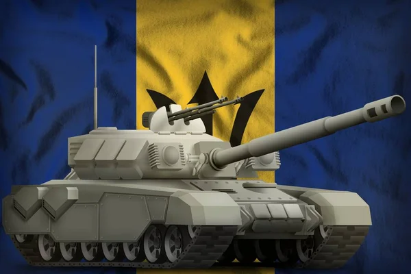 Těžký Tank Pozadí Vlajka Barbadosu Obrázek — Stock fotografie