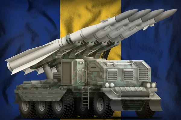 Tactische Korte Afstand Ballistische Raket Met Arctic Camouflage Achtergrond Van — Stockfoto