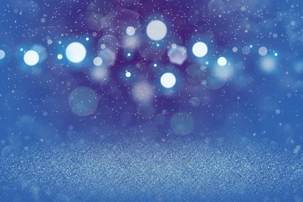 Ziemlich Glänzend Abstrakt Hintergrund Glitzerlichter Mit Fallenden Schneeflocken Fliegen Defokussiert — Stockfoto
