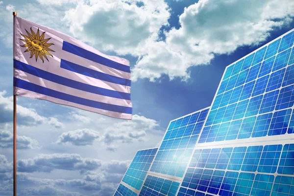Uruguay Napenergia Alternatív Energia Ipari Koncepció Zászló Küzdelem Globális Felmelegedés — Stock Fotó