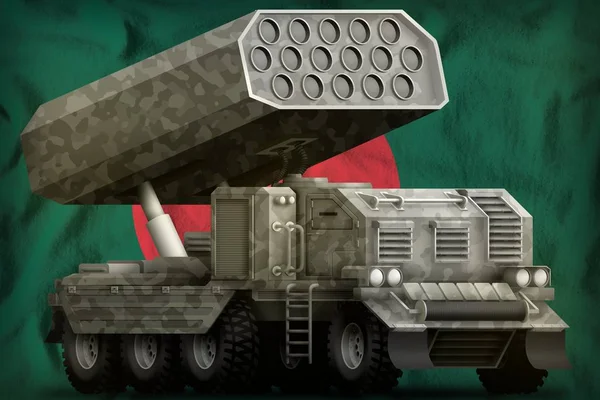 Rocket Artillery Missile Launcher Grey Camouflage Bangladesh Flag Background Illustration — Stock Photo, Image