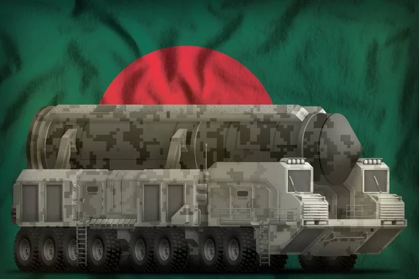 Intercontinental Ballistic Missile City Camouflage Bangladesh Flag Background Illustration — Stock Photo, Image