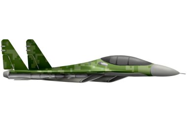 avcı, piksel yaz ile uçan Interceptor yalıtılmış nesne beyaz arka plan üzerinde kamuflaj. 3D çizim